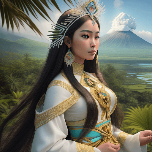 AI generated: Create a realistic 4K image of Daragang Magayon, the legendary heroine associated with the Mayon Vol...
