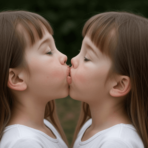 AI generated: young twins kissing