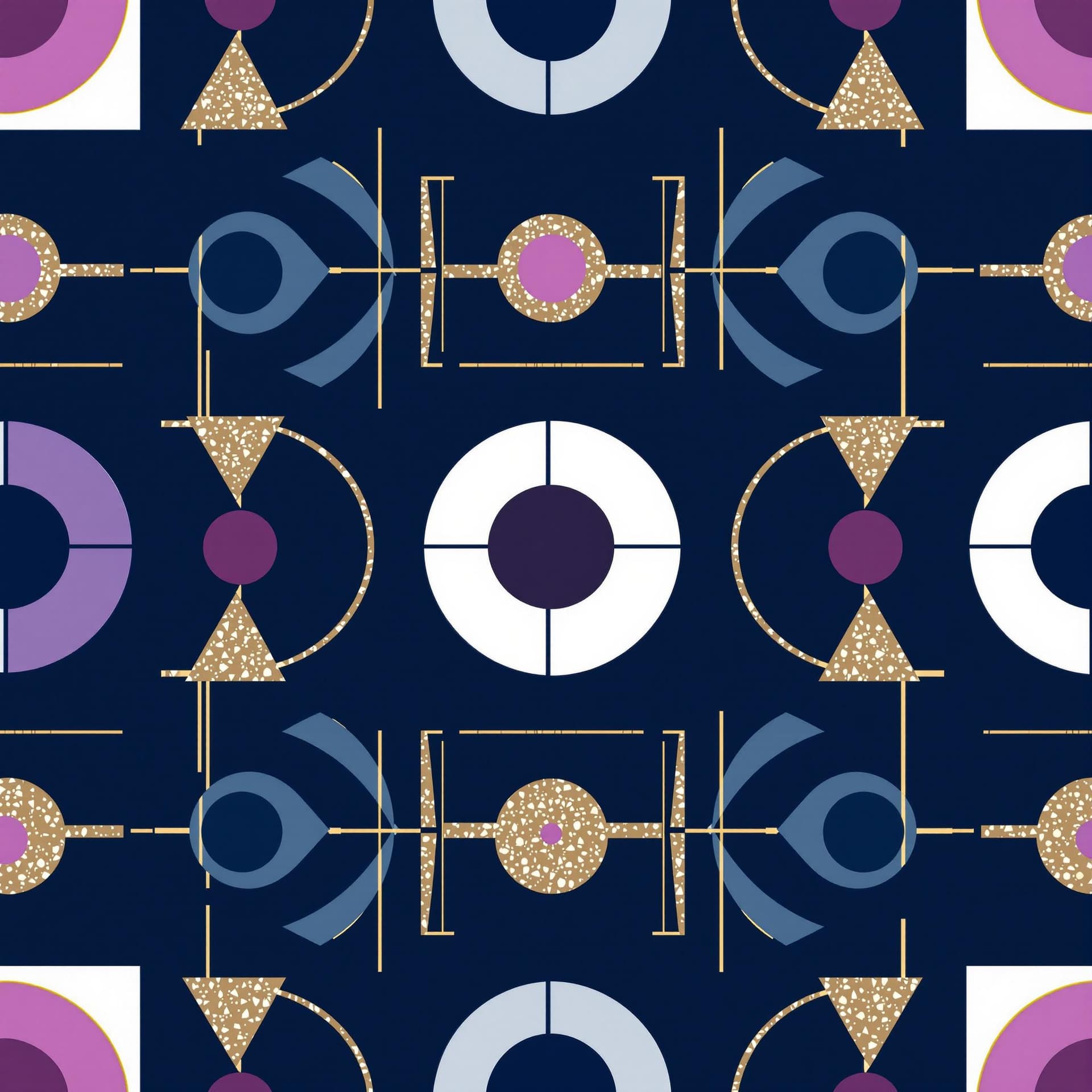 AI generated: "Seamless pattern with a deep indigo (#2B2D42) background. Simple geometric shapes (lines, circles, ...