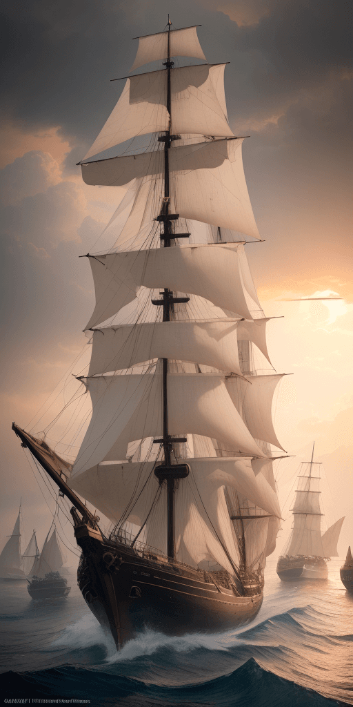 AI generated: Photo of a ultra realistic sailing ship, dramatic light, pale sunrise, cinematic lighting, battered,...