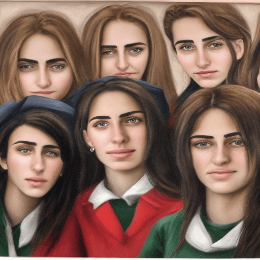 AI generated: a realistic and highly detailed portrait of a group of Italian highschool female students

