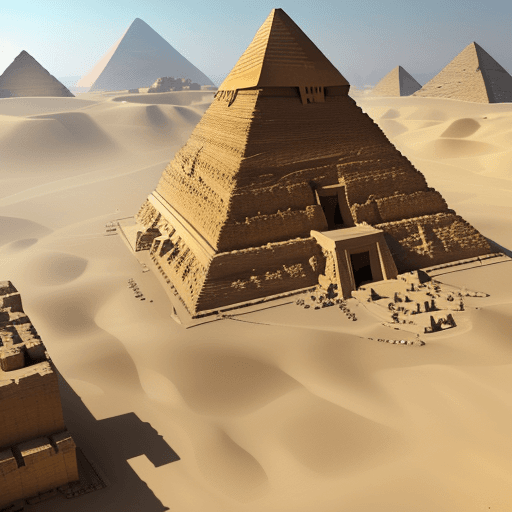 AI generated: Ancient Egypt, with a high tech civilization living there, with a far point of view that projects th...