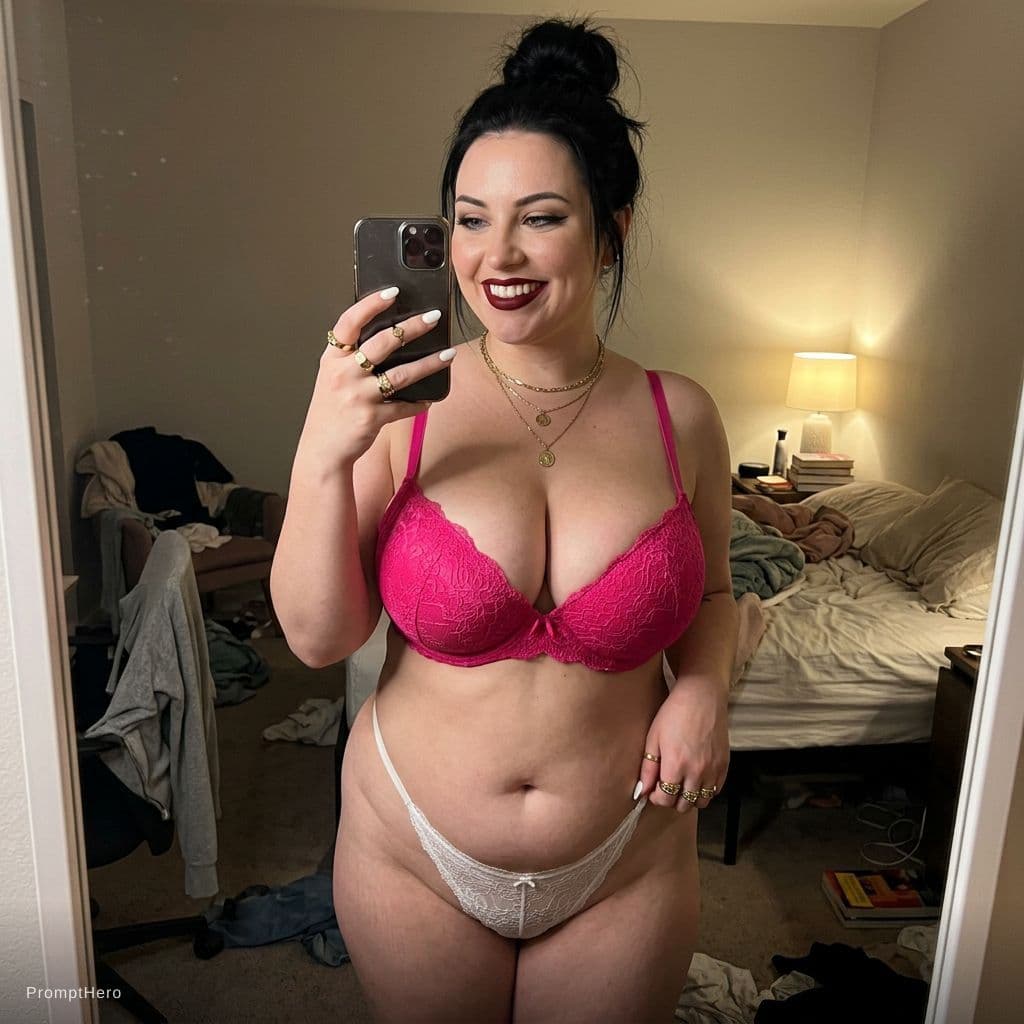 AI generated: {
  "shot_type": "mirror selfie",
  "general_style": "photorealistic, natural, candid, not AI-lookin...
