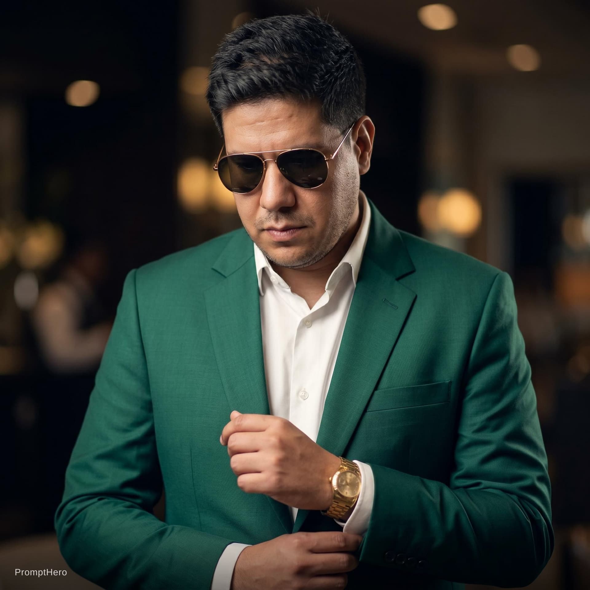 AI generated: A cinematic, hyper-realistic studio portrait of a well-groomed man in a premium formal look, framed ...