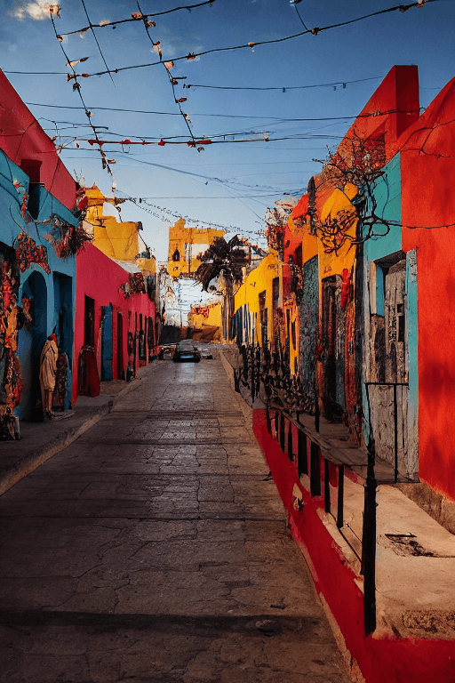 AI generated: mexico| street| San Jose del Pacifico| old city| winter| comprehensive cinematic| Atmosphere| Master...