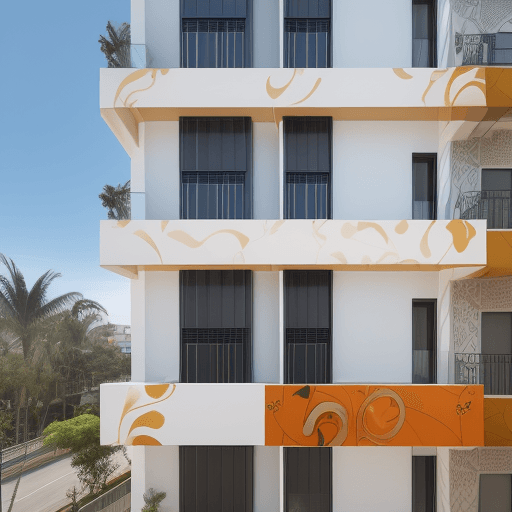 AI generated: fachada de casa, inspiração gaudi, primeiro piso com duas portas, segundo piso com duas janelas, ter...