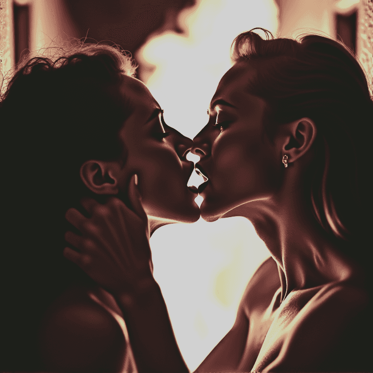 AI generated: Women in love high contrast