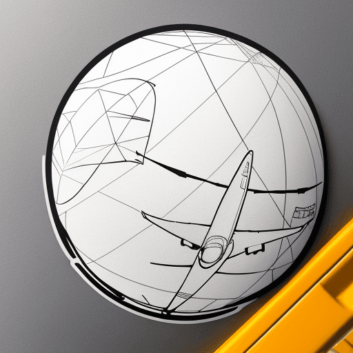 AI generated: door, airplane silhouette, drawing, sticker, geometric, globe