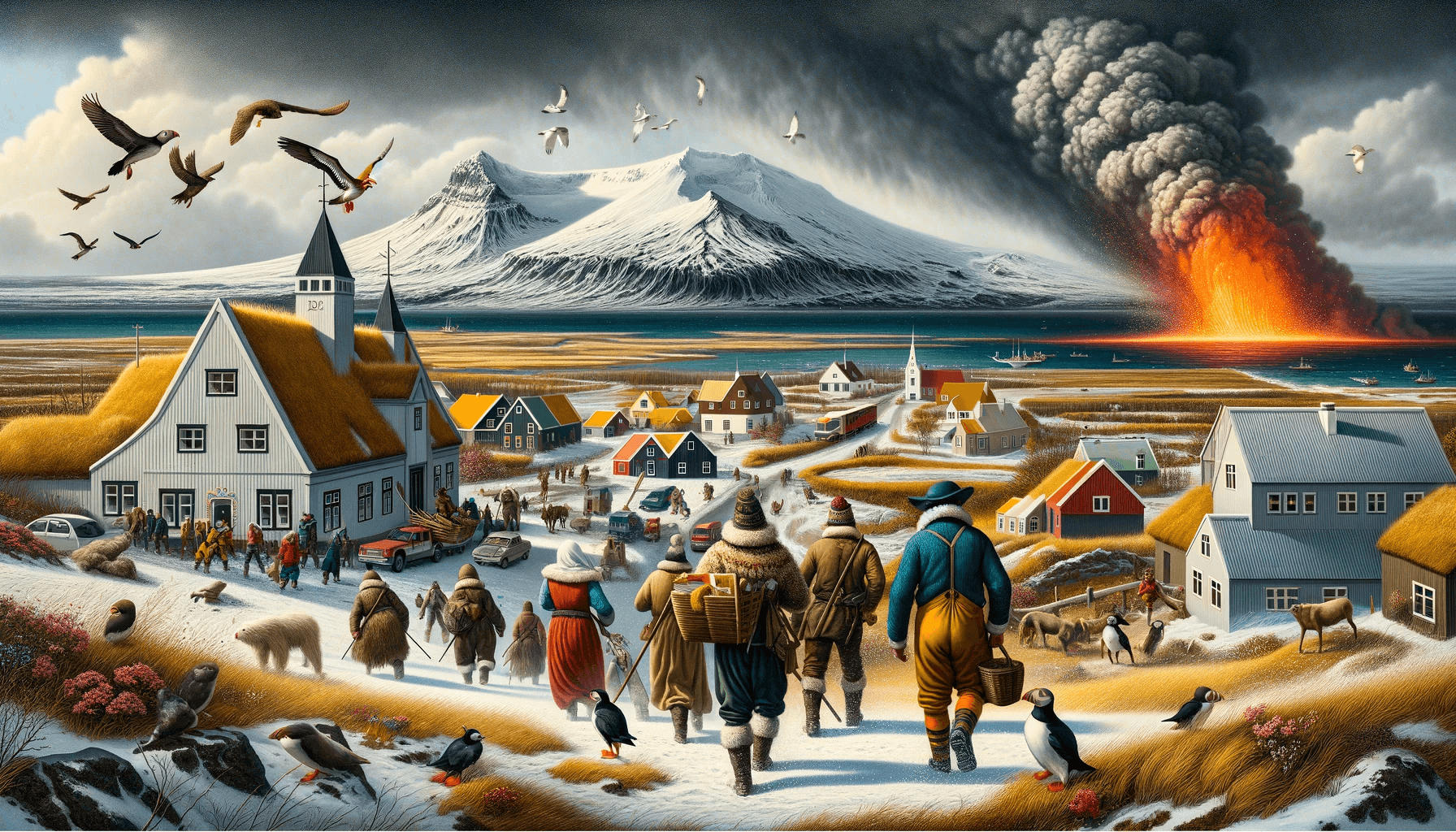 AI generated: Imagine a scene inspired by Pieter Bruegel the Elder's "The Hunters in the Snow," but set in a conte...