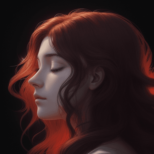 AI generated: A vertical image of a serene woman in profile. Her features are soft and detailed against a dark bac...