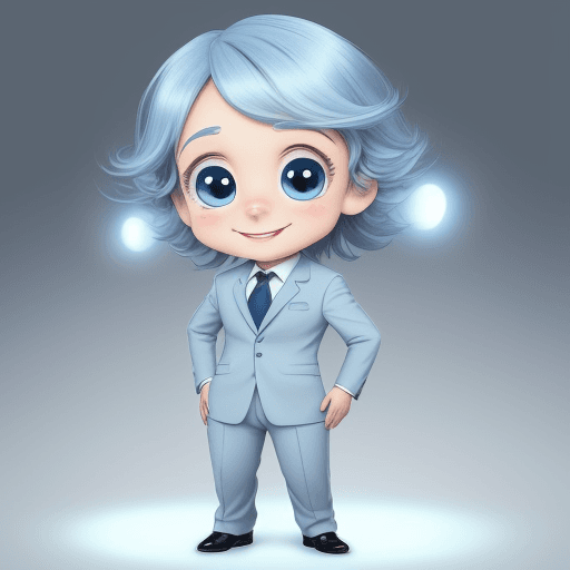 AI generated: animation, cute character, in a suit, big eyes, smiling, small nose, full body, fictional character,...