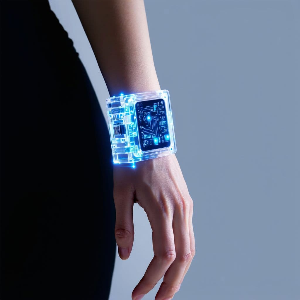 AI generated: Hand in profile view, elegant fingers extending outward with natural poise, wrist adorned with a tra...