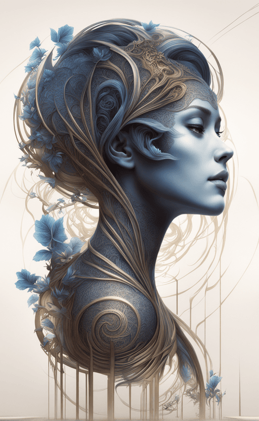 AI generated: charming woman in swirl style