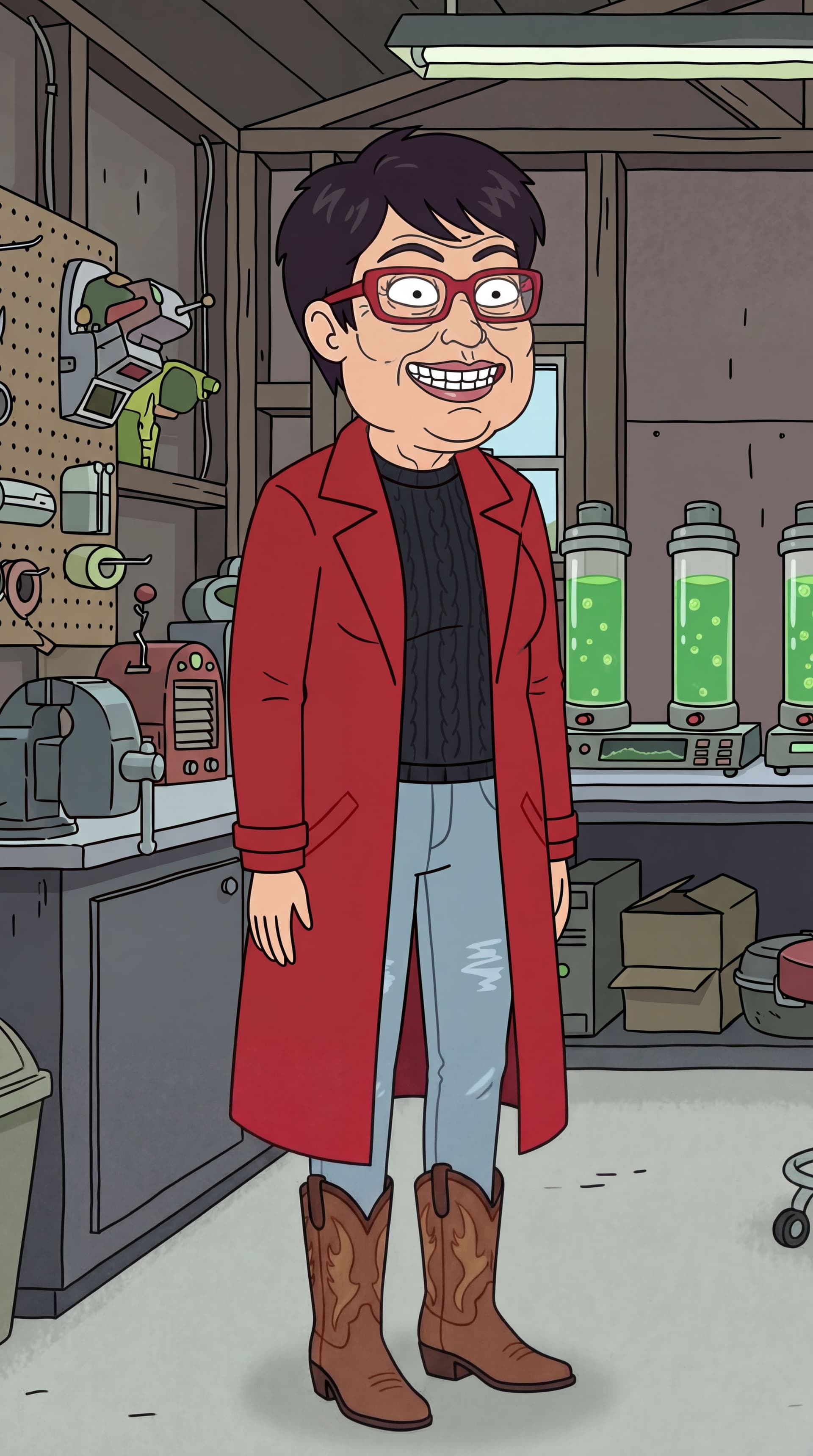 AI generated: Make he a little fatter then this. And a smiling face eyes wide open.