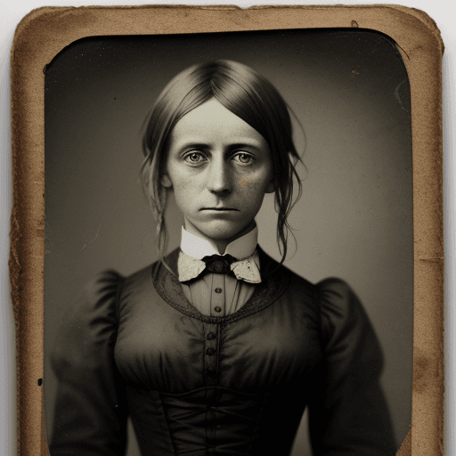 AI generated: A faded and damaged photograph of victorian workers, but their eyes are glowing, in the style of min...