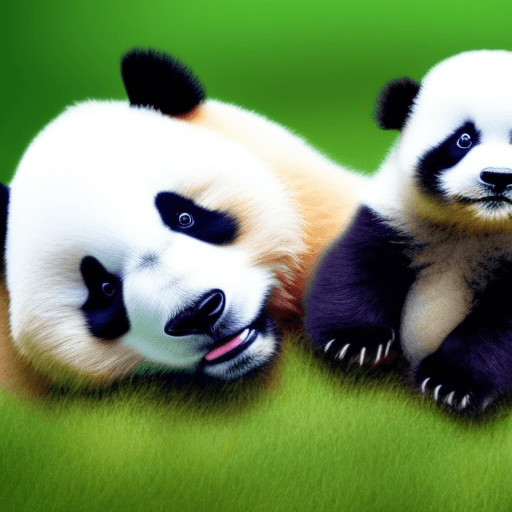 AI generated: A panda bear with a puppy