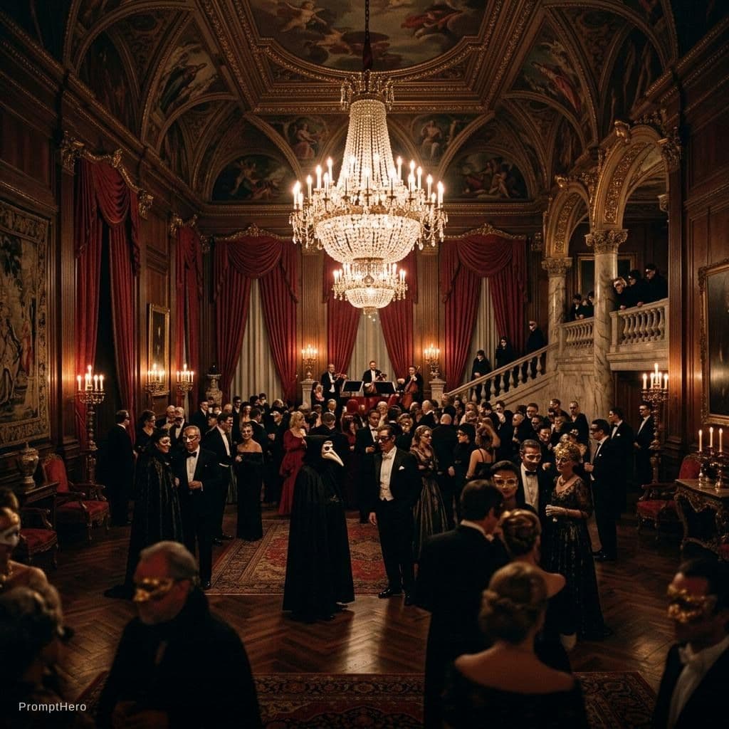 AI generated: Create a large and opulent room like in Eyes Wide Shut
