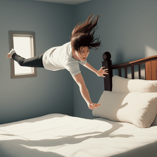 AI generated: Can you show me a bed alarm clock that throws the person on the bed off when the alarm goes off? Sho...