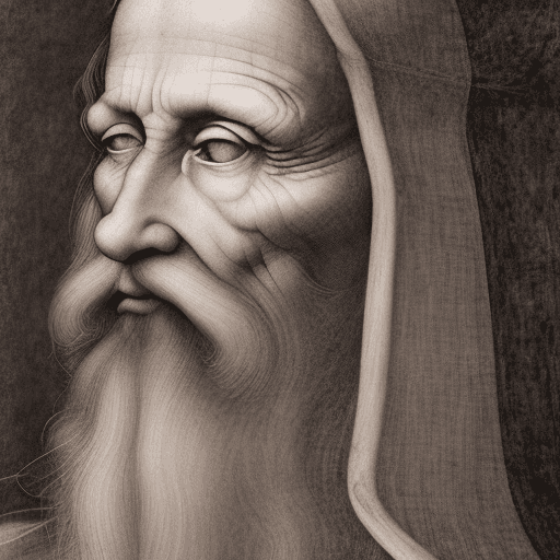 AI generated: Capture the essence of the Renaissance period with a hyper-realistic image of Leonardo da Vinci engr...