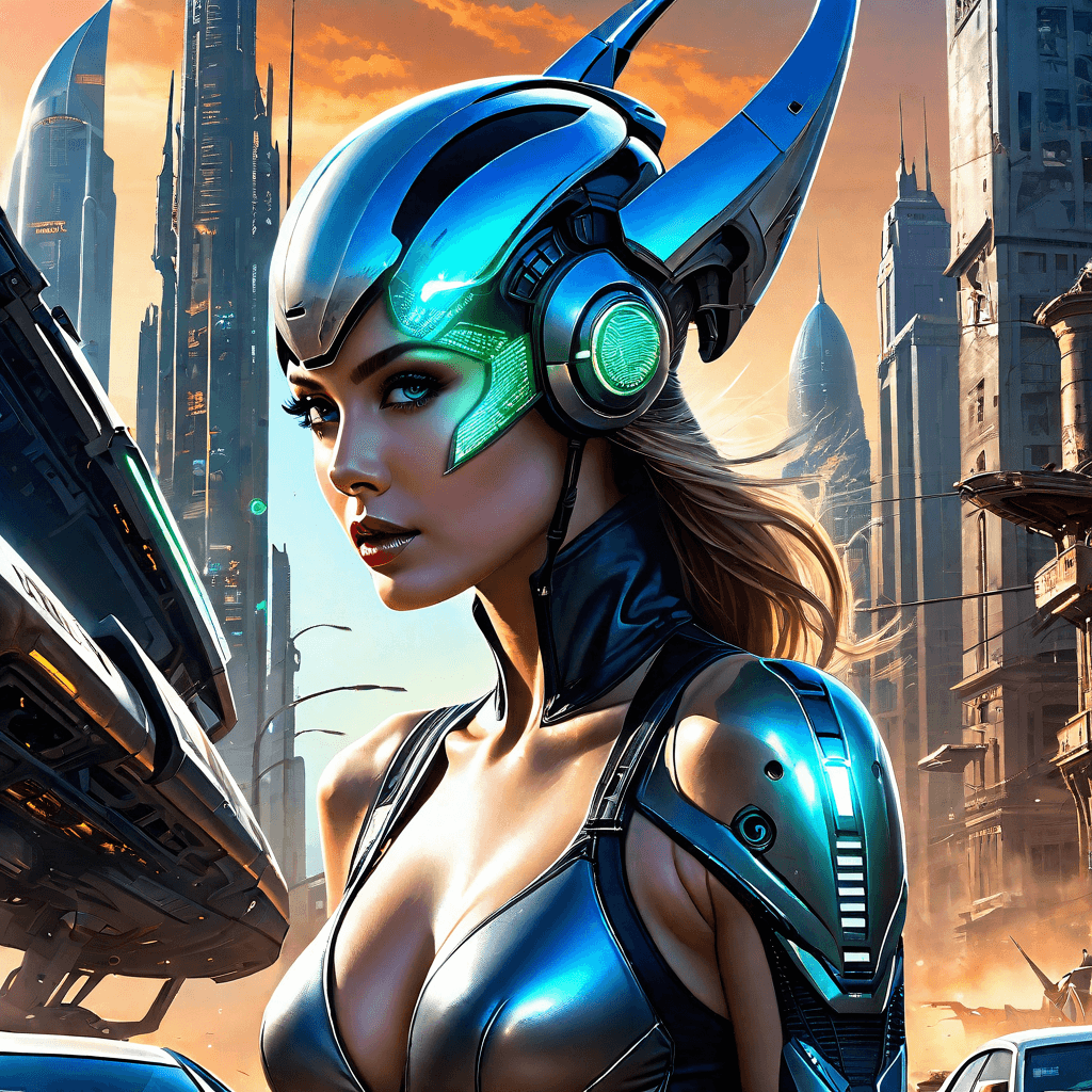 AI generated: A futuristic cyber world background, female artificial synthetic intelligence portrait, fantastical ...