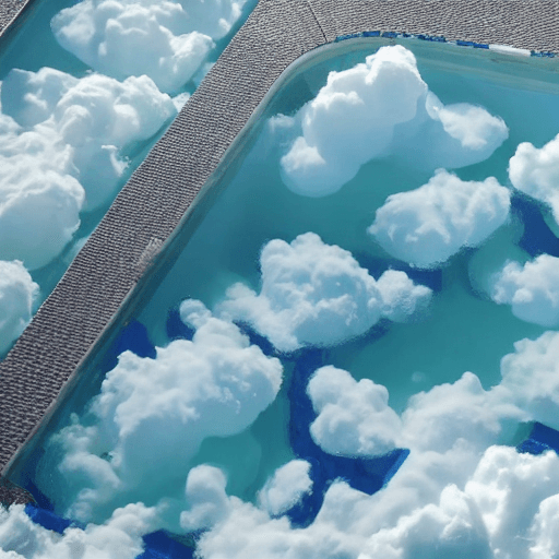 AI generated: a swimming pool full of fluffy clouds --s 750 --ar 4:5 --v 6.0
