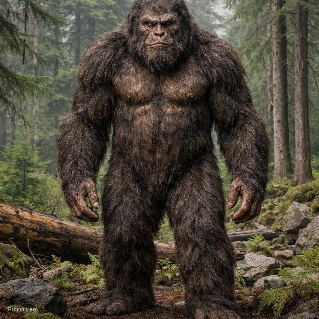 AI generated: best image out there of Bigfoot - full body with detail looking at camera - you did one but cut off ...