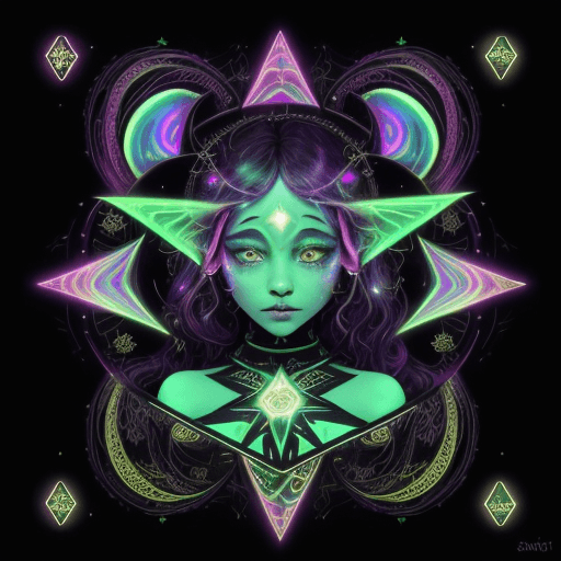 AI generated: psychedelic trippycute star sign saggitarius,hi-fructose,holographic,symmetric features,otherworldly...