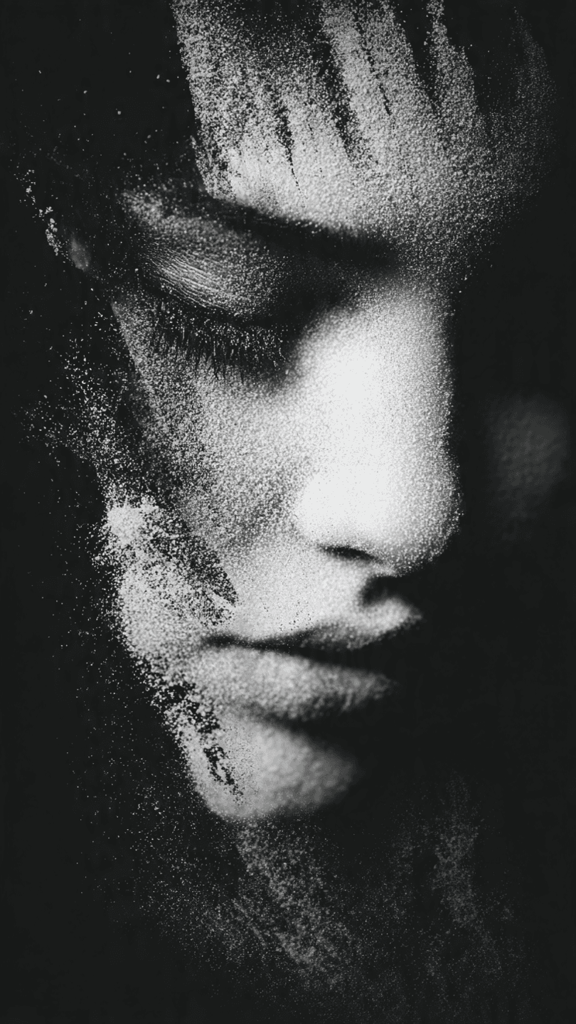 AI generated: BW Close up female