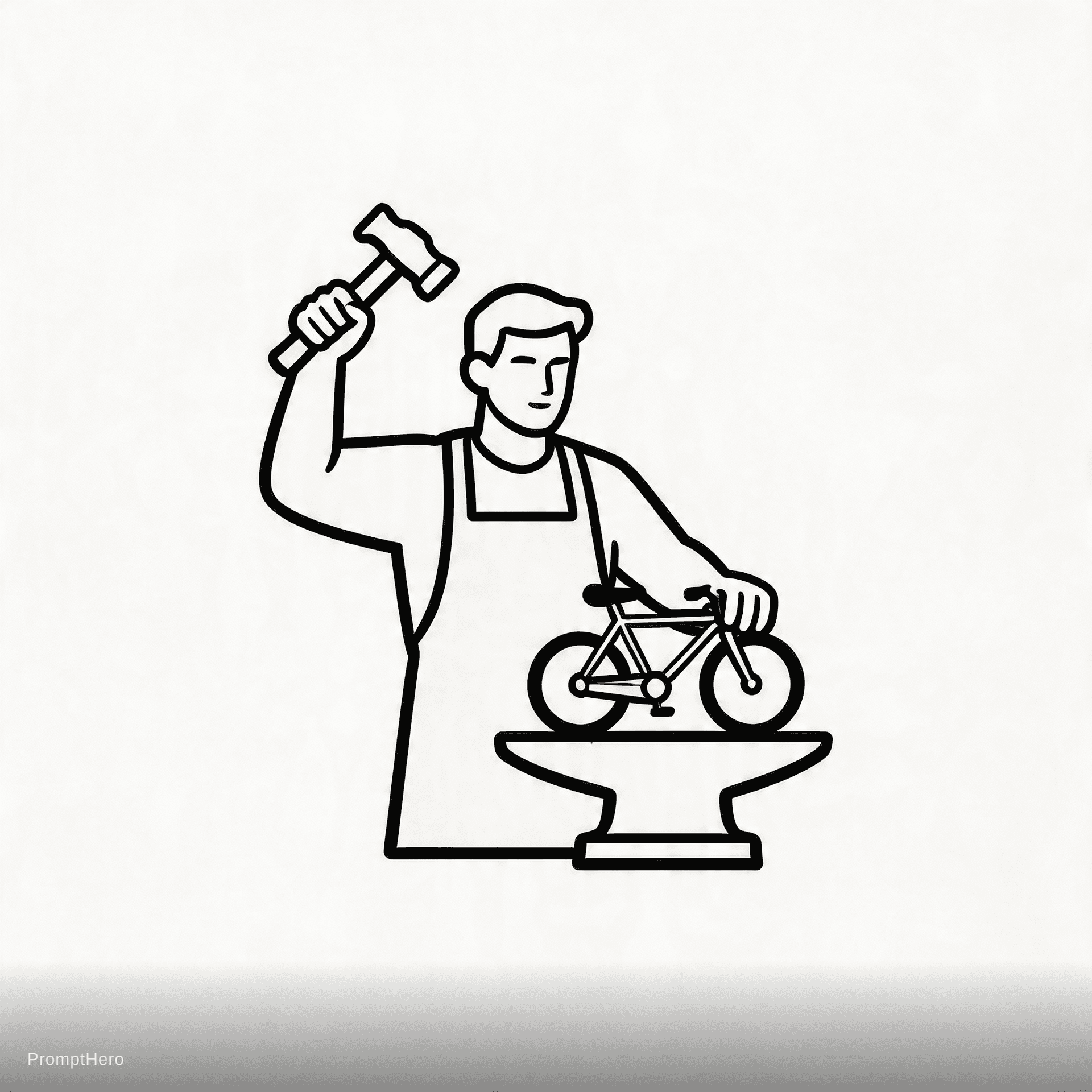 AI generated: Crea un logo de un hombre forjando una pequeña bicicleta 