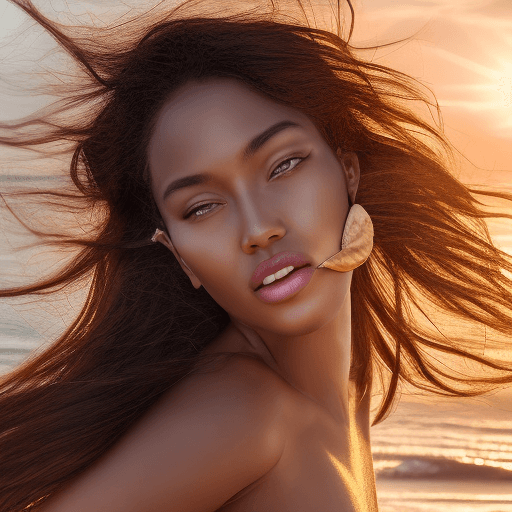 AI generated: In the sultry embrace of the summer sun, she basks in her natural allure, adorned only by the warmth...