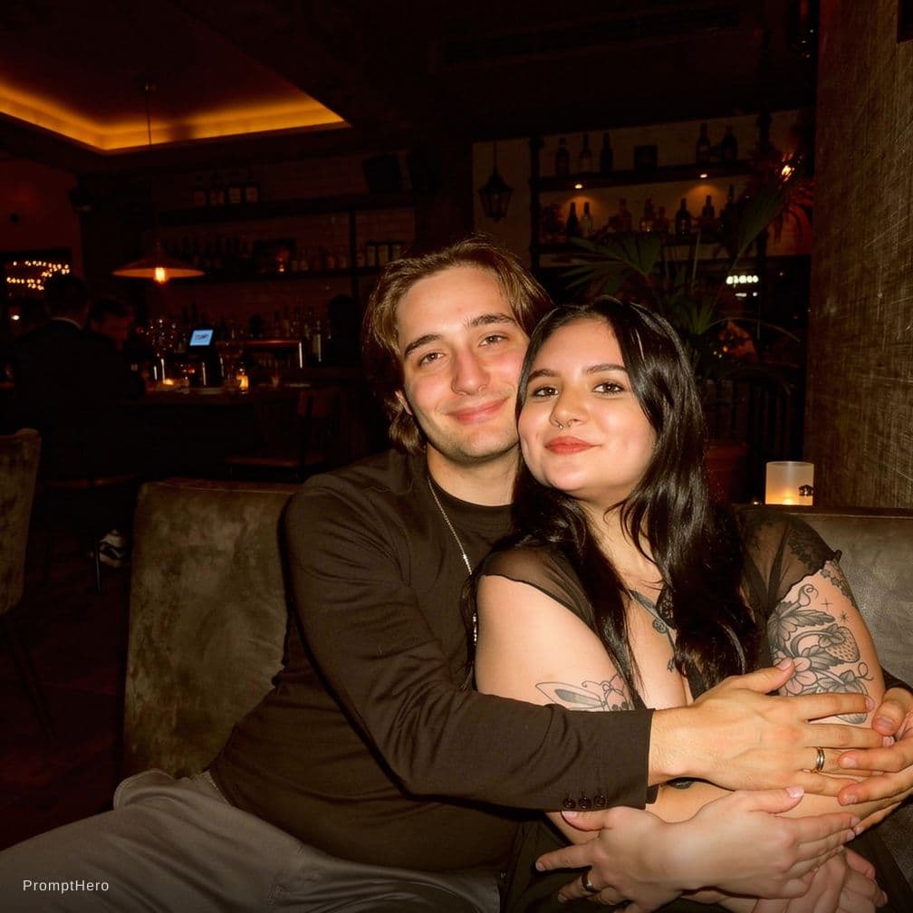 AI generated: a man and woman in a dimly lit bedroom. their shirts aren’t on their body. the man’s hands are cover...