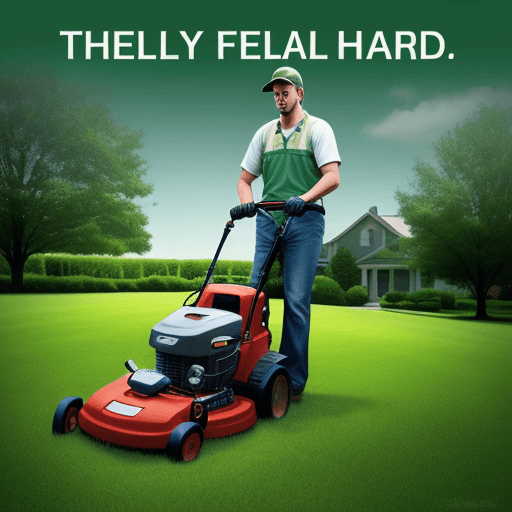 AI generated: truly blessed lawn care service text, lawnmower, lawn,creative, poster style,