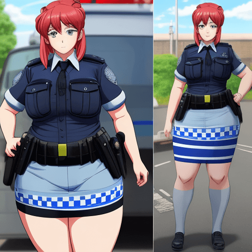 AI generated: Fat UK police woman in anime style.
