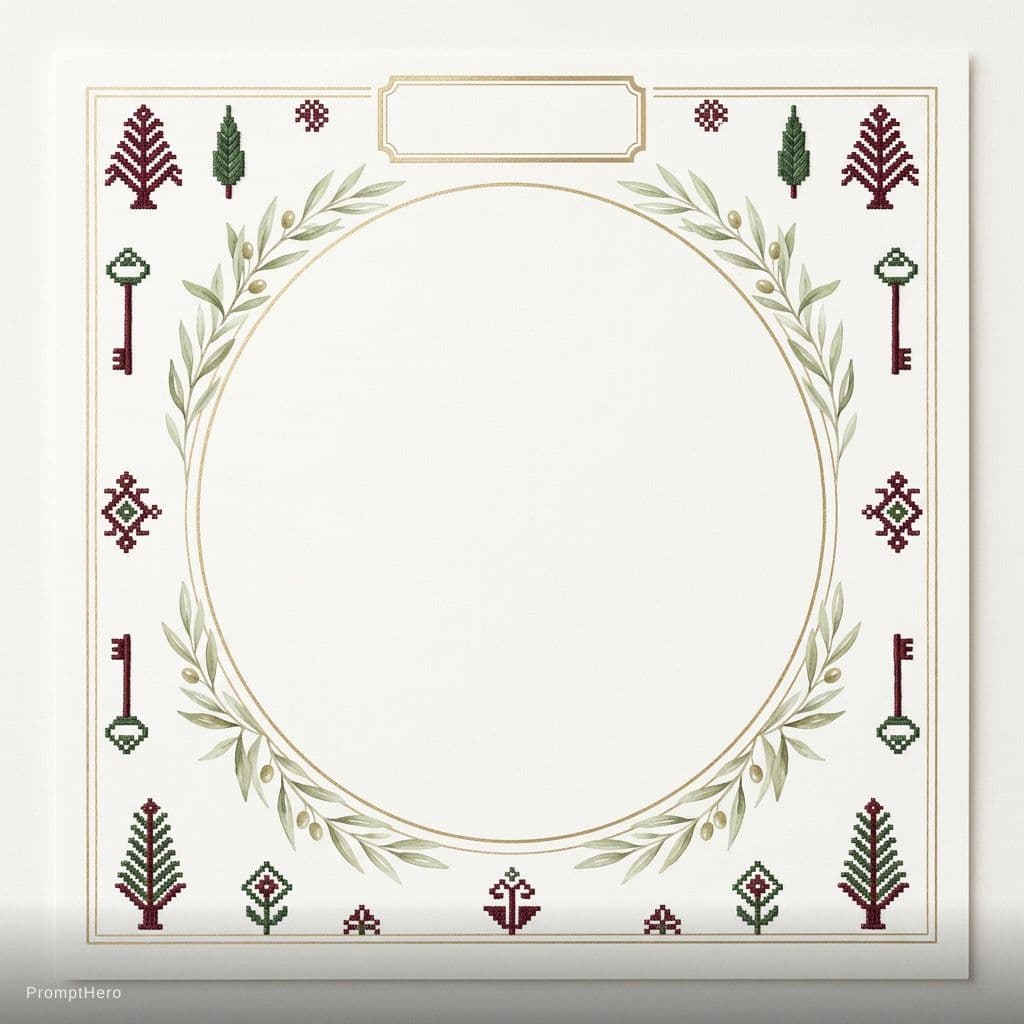 AI generated: A luxurious and minimalist artistic border with a deep Palestinian and Arabic identity, inspired by ...