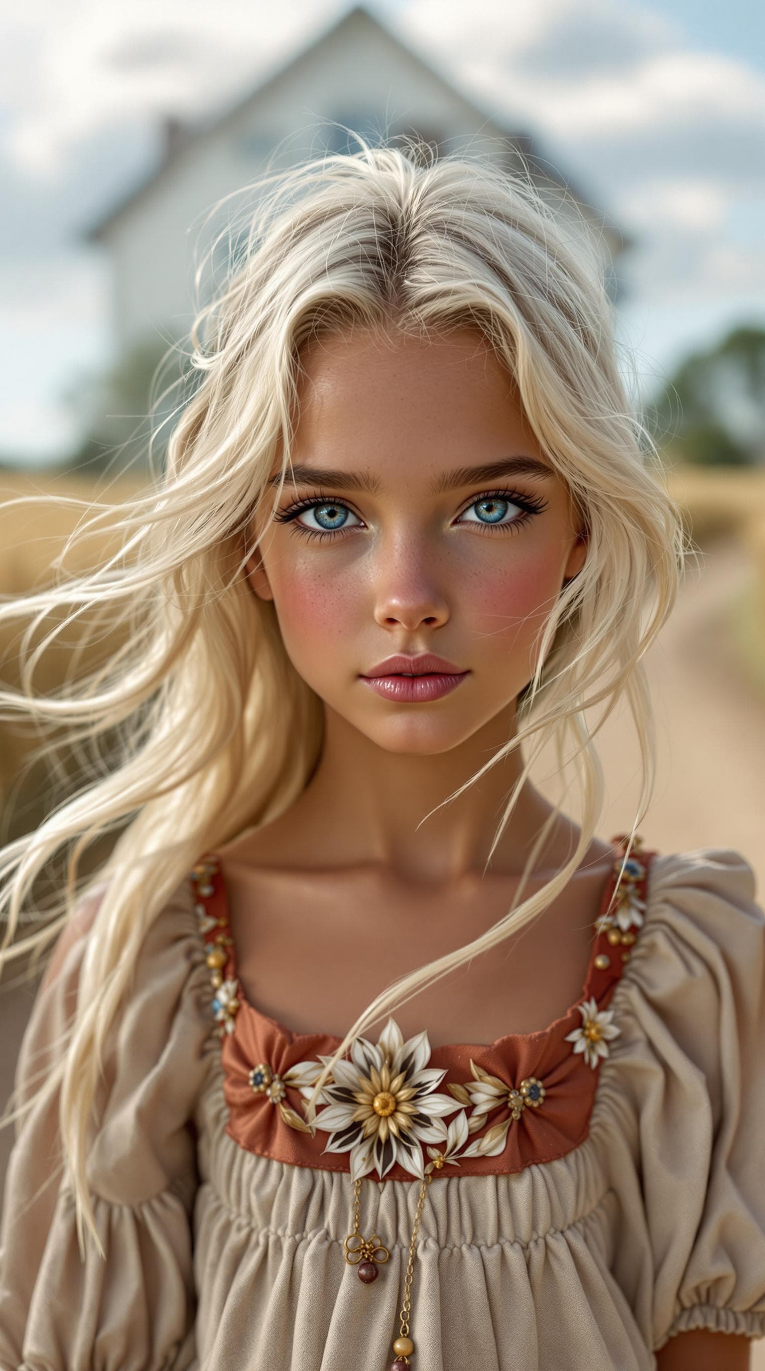 AI generated: a professional photo of a exceptionally of the most beautiful American girl in the world, showing he...