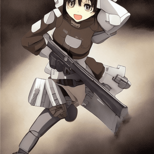 AI generated: girls und panzer, 2d, nishizumi miho, clone trooper armor, white and blue markings, short brown hair...