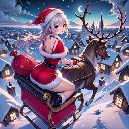 girl like reindeer sleigh - Image 3