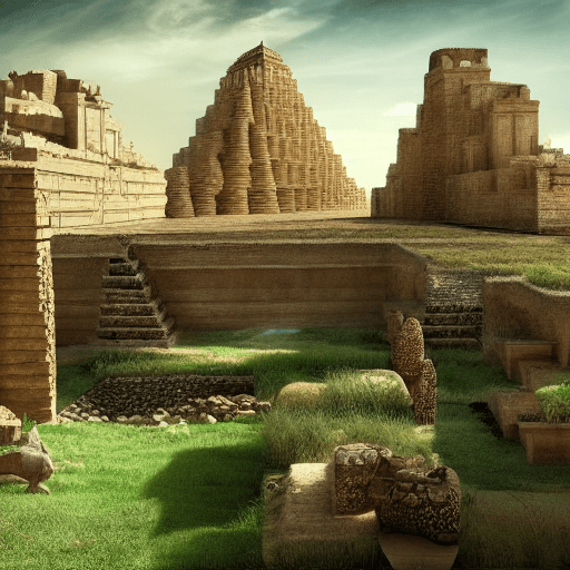 AI generated: ancient babylon, cinematic, hyperrealistic, gardens