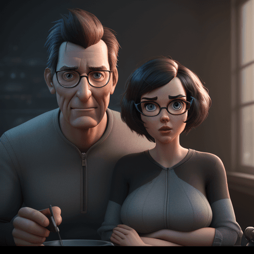 AI generated: Couple as a character from pixar, hyper detailed, digital art, trending in artstation, cinematic lig...