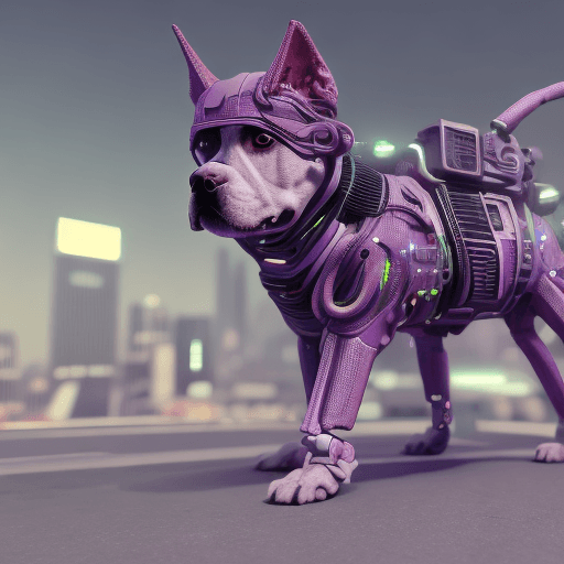 AI generated: cyberpunk dog, futuristic, highly detailed, made with blender --v 4