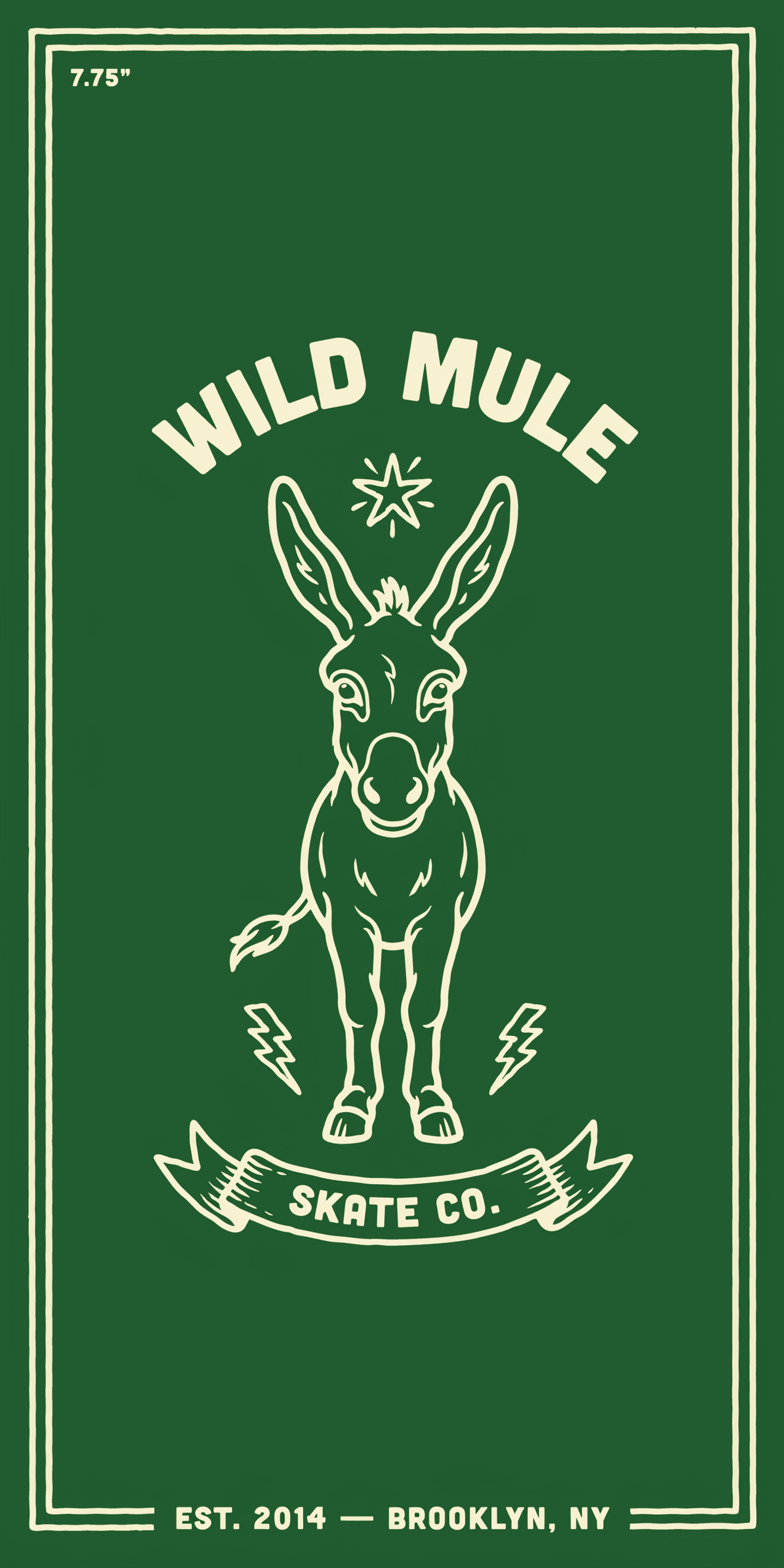 AI generated: Professional skateboard graphic design, centered cow illustration, cream colored donkey line art on ...