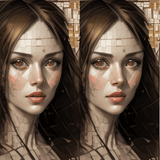 AI generated: a collage of women's faces in mosaic, in the style of andrew atroshenko, peter gric --ar 73:109 --st...