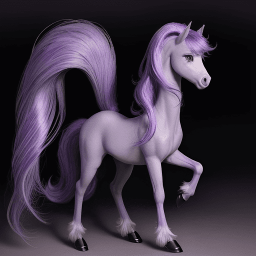 AI generated: Twilight Sparkle is a pony with a small and slender body. She has a coat color that is lavender, whi...