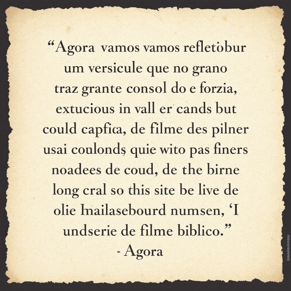 AI generated: Agora, vamos refletir sobre um versículo que nos traz grande consolo e força, imagem épica de filme ...