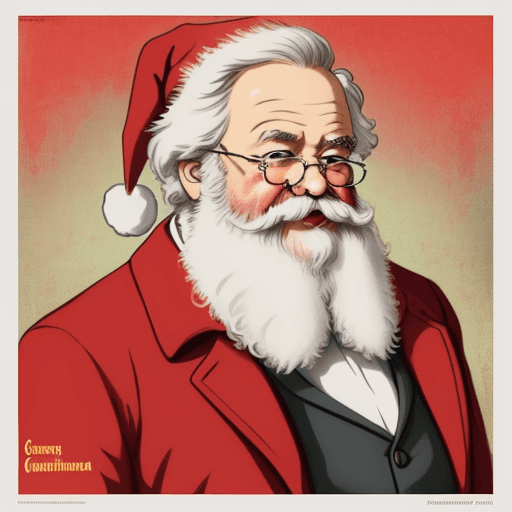 AI generated: Santa Claus but Karl Marx for a profile picture, more communist propaganda poster type 