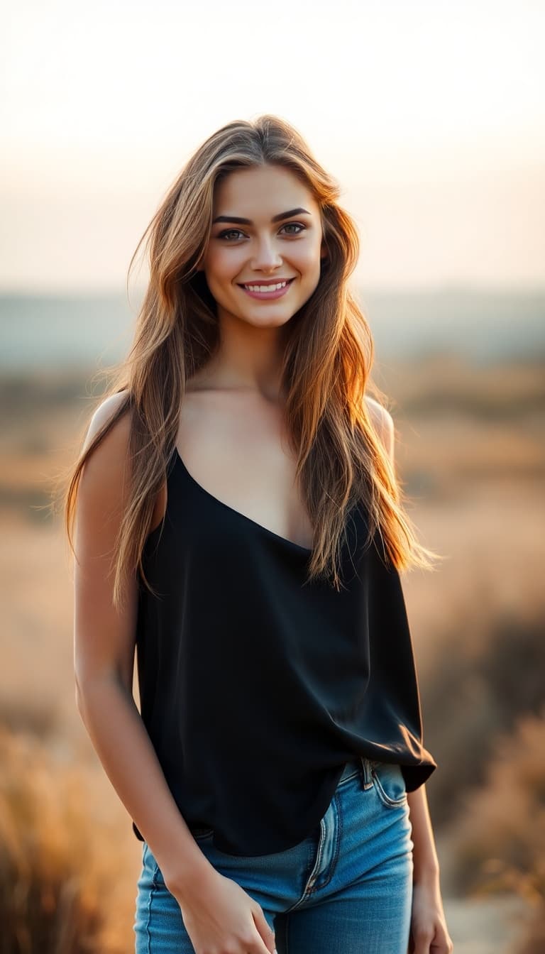 AI generated: "Professional full body, full hight photography. Dramatic cinematic style portrait, warm golden hour...