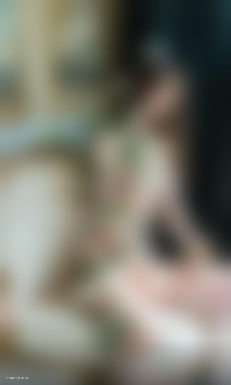 AI generated: A stunning, ethereal portrait of a beautiful young woman with long, wavy brown hair, sitting gracefu...