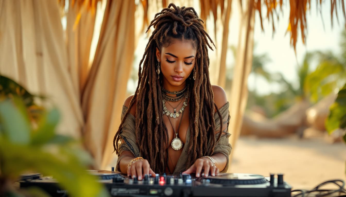 AI generated: A photo of a 30 year old a Egypt girl, light tanned skin, real skin texture with dreadlocks, desert ...