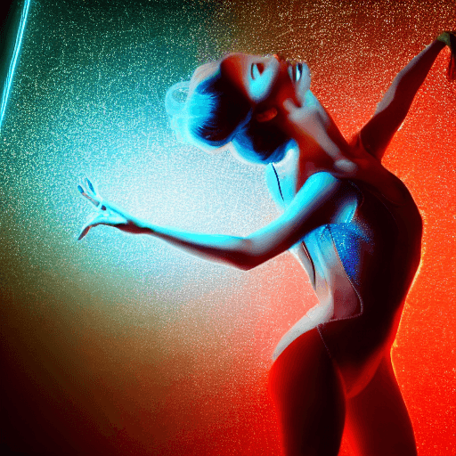 AI generated: Motion apture an extraordinary image of a stunning cyborg ballerina with translucent, glowing body p...