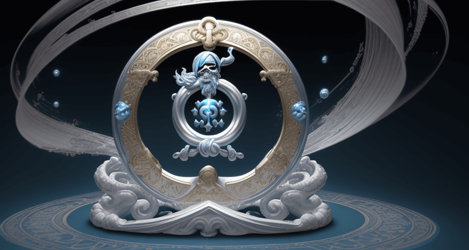 AI generated: Create a sophisticated, ornate 3D round logo featuring the words "He's A Pirate (Save Me), Gabry Pon...